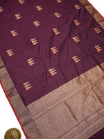 Wine Booti Chanderi Silk Handloom Banarasi Saree - Sacred Weaves