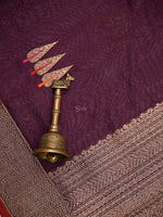Wine Booti Chanderi Silk Handloom Banarasi Saree - Sacred Weaves