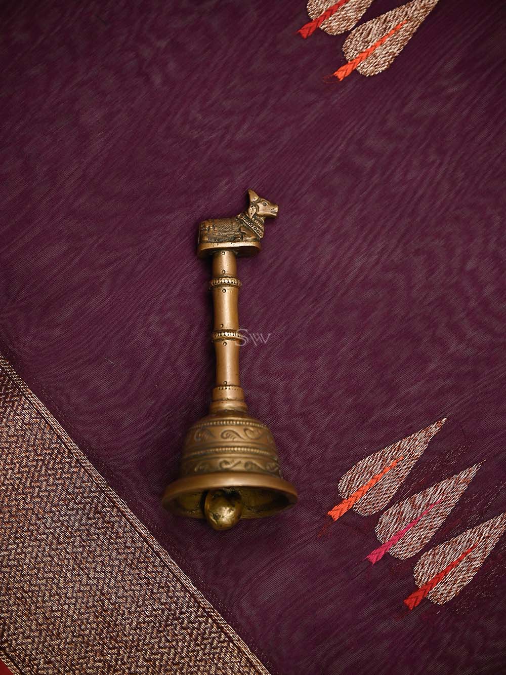 Wine Booti Chanderi Silk Handloom Banarasi Saree - Sacred Weaves