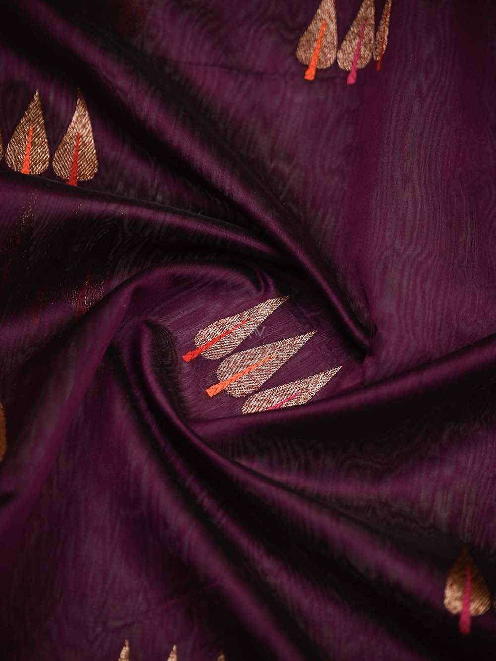 Wine Booti Chanderi Silk Handloom Banarasi Saree - Sacred Weaves