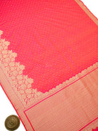 Pink Orange Booti Katan Silk Handloom Banarasi Saree - Sacred Weaves
