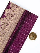 Dark Wine Booti Katan Silk Handloom Banarasi Saree - Sacred Weaves