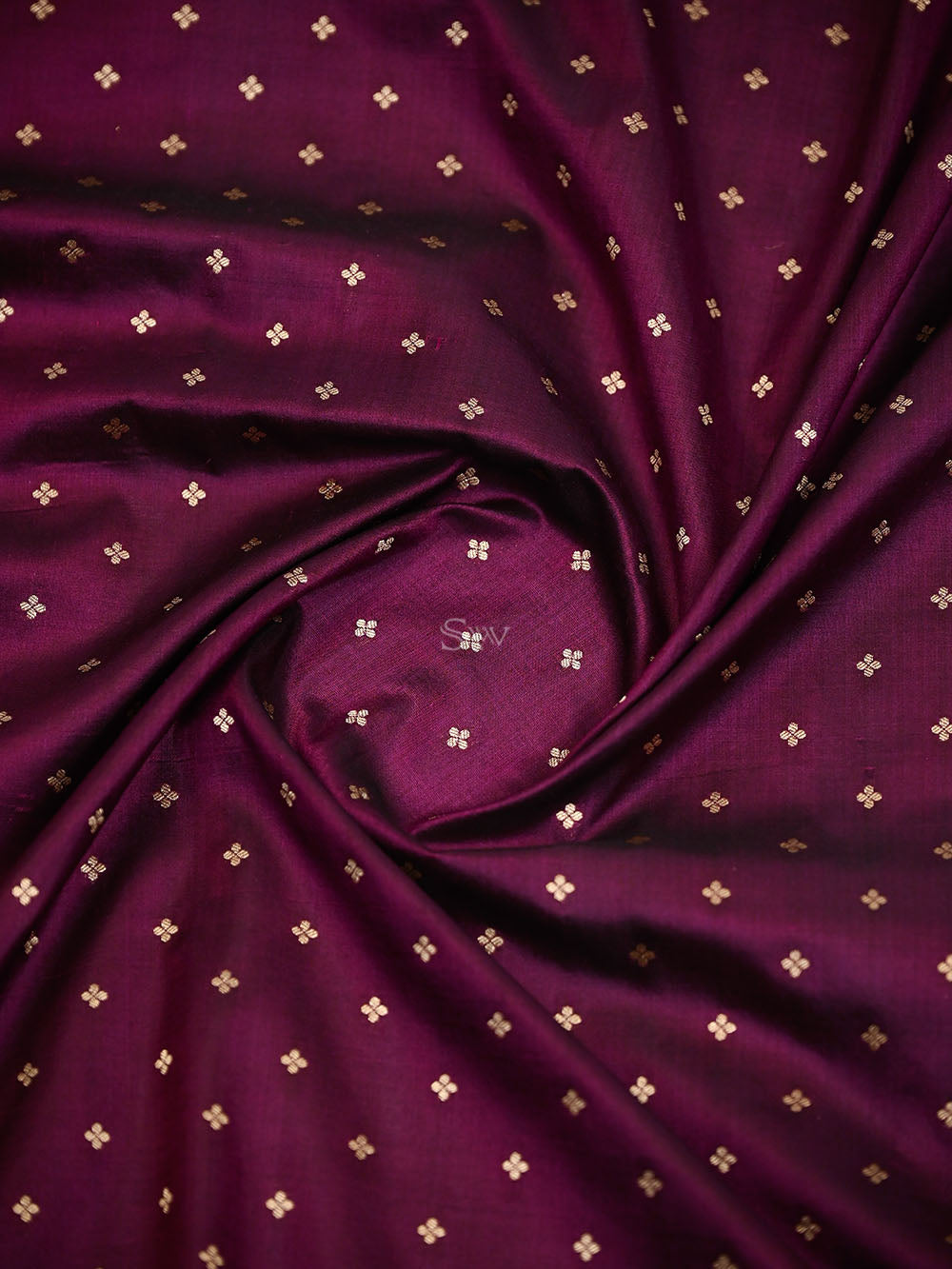 Dark Wine Booti Katan Silk Handloom Banarasi Saree - Sacred Weaves