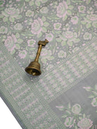 Grey Floral Tanchoi Silk Handloom Banarasi Saree - Sacred Weaves