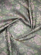 Grey Floral Tanchoi Silk Handloom Banarasi Saree - Sacred Weaves