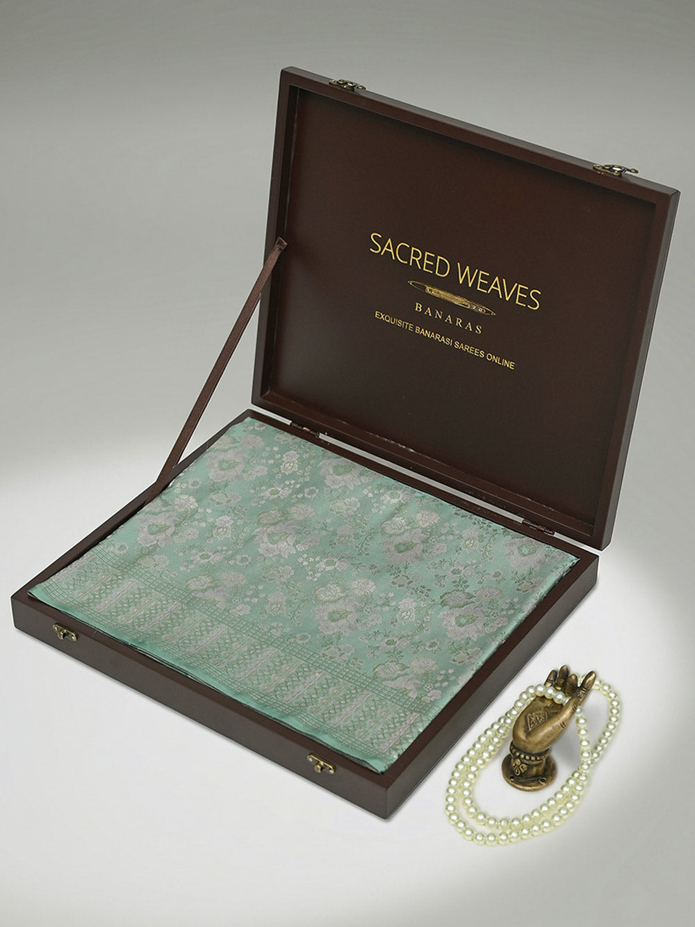Sea Green Tanchoi Silk Handloom Banarasi Saree - Sacred Weaves
