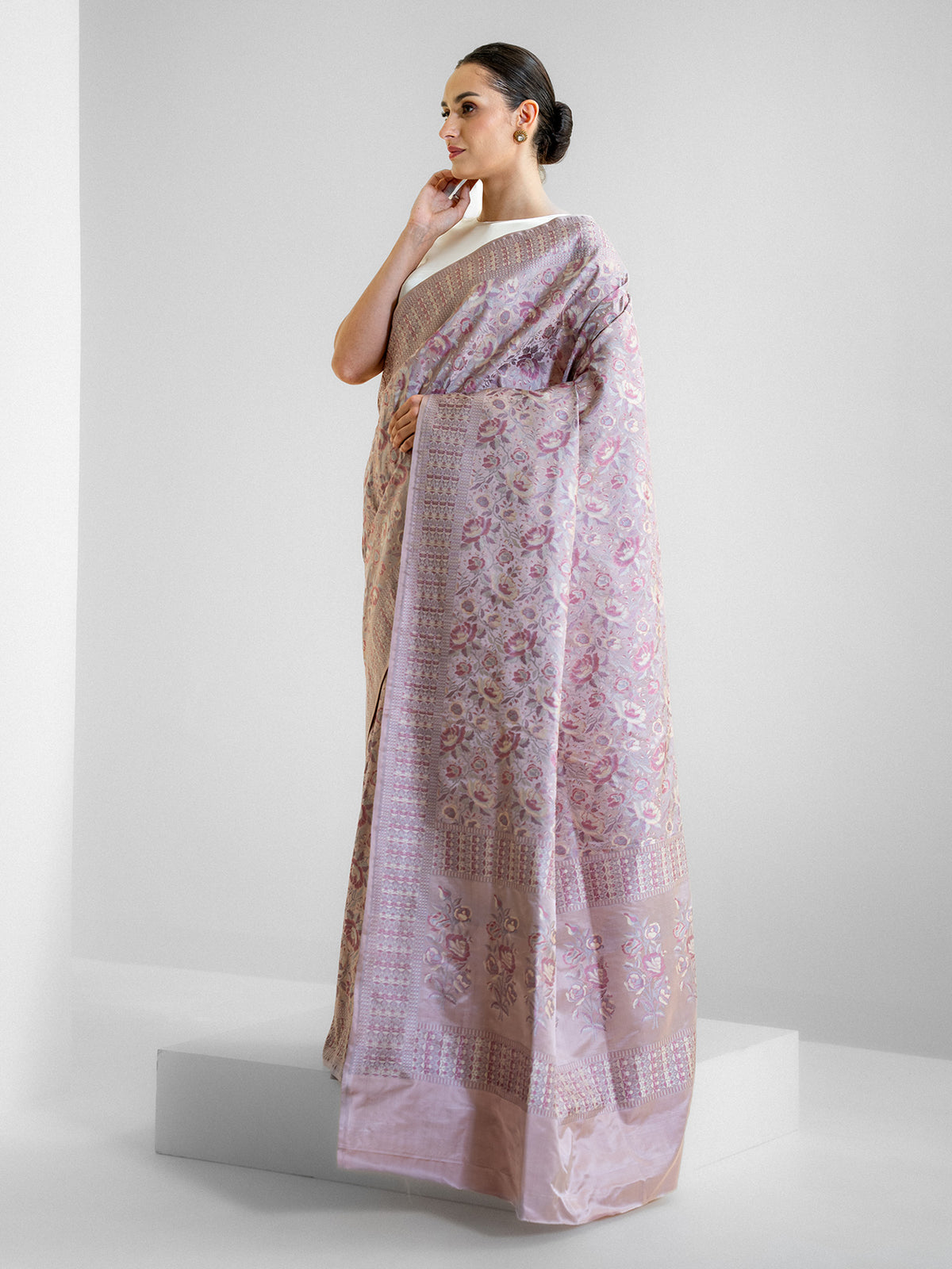 Dusty Pink Tanchoi Silk Handloom Banarasi Saree - Sacred Weaves