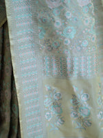Beige Grey Tanchoi Silk Handloom Banarasi Saree - Sacred Weaves