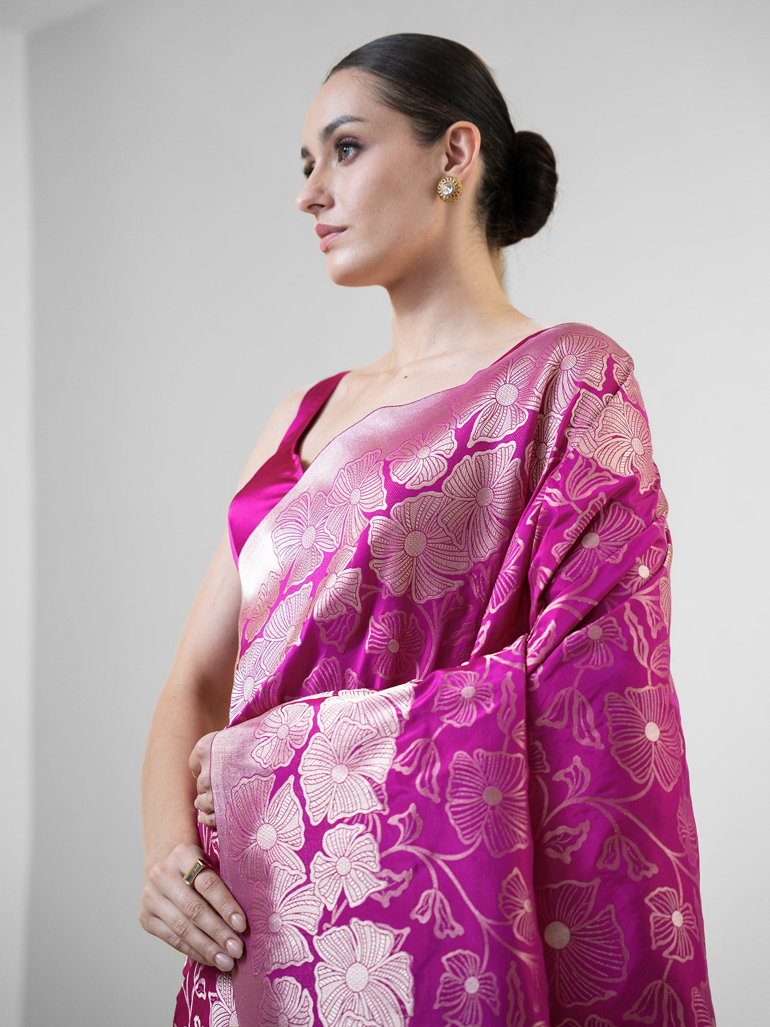 Dark Magenta Jaal Katan Silk Handloom Banarasi Saree - Sacred Weaves