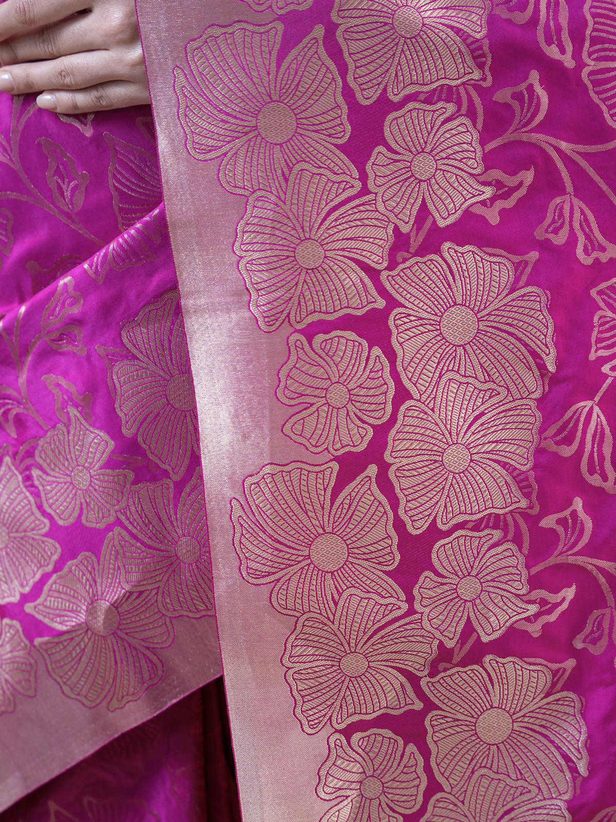 Dark Magenta Jaal Katan Silk Handloom Banarasi Saree - Sacred Weaves