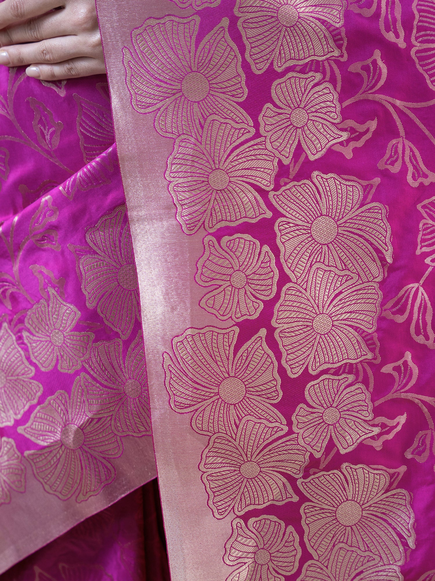 Dark Magenta Jaal Katan Silk Handloom Banarasi Saree - Sacred Weaves
