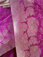 Dark Magenta Jaal Katan Silk Handloom Banarasi Saree - Sacred Weaves