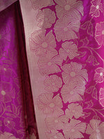 Dark Magenta Jaal Katan Silk Handloom Banarasi Saree - Sacred Weaves