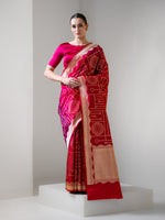 Dark Pink Jaal Katan Silk Handloom Banarasi Saree - Sacred Weaves