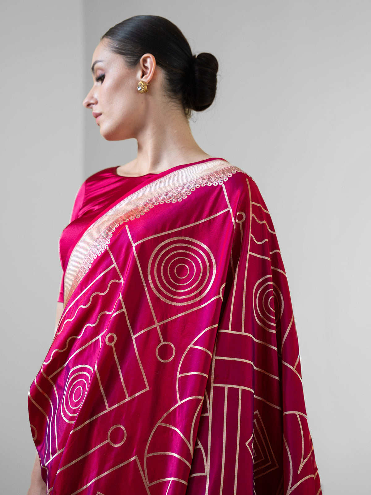 Dark Pink Jaal Katan Silk Handloom Banarasi Saree - Sacred Weaves