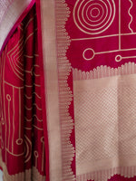 Dark Pink Jaal Katan Silk Handloom Banarasi Saree - Sacred Weaves