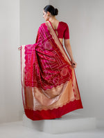 Dark Pink Jaal Katan Silk Handloom Banarasi Saree - Sacred Weaves