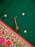 Bottle Green Booti Paithani Katan Silk Handloom Banarasi Saree - Sacred Weaves
