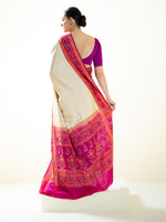 Cream Booti Katan Silk Handloom Banarasi Saree - Sacred Weaves