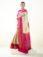 Cream Booti Katan Silk Handloom Banarasi Saree - Sacred Weaves