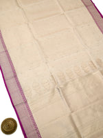 Beige Booti Organza Tissue Silk Handloom Banarasi Saree - Sacred Weaves