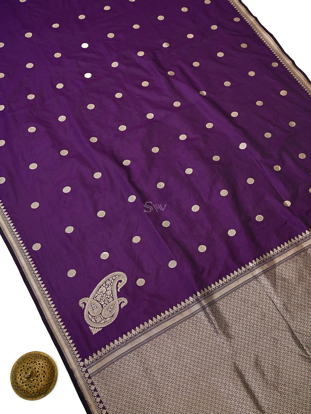 Dark Purple Konia Katan Silk Handloom Banarasi Saree - Sacred Weaves