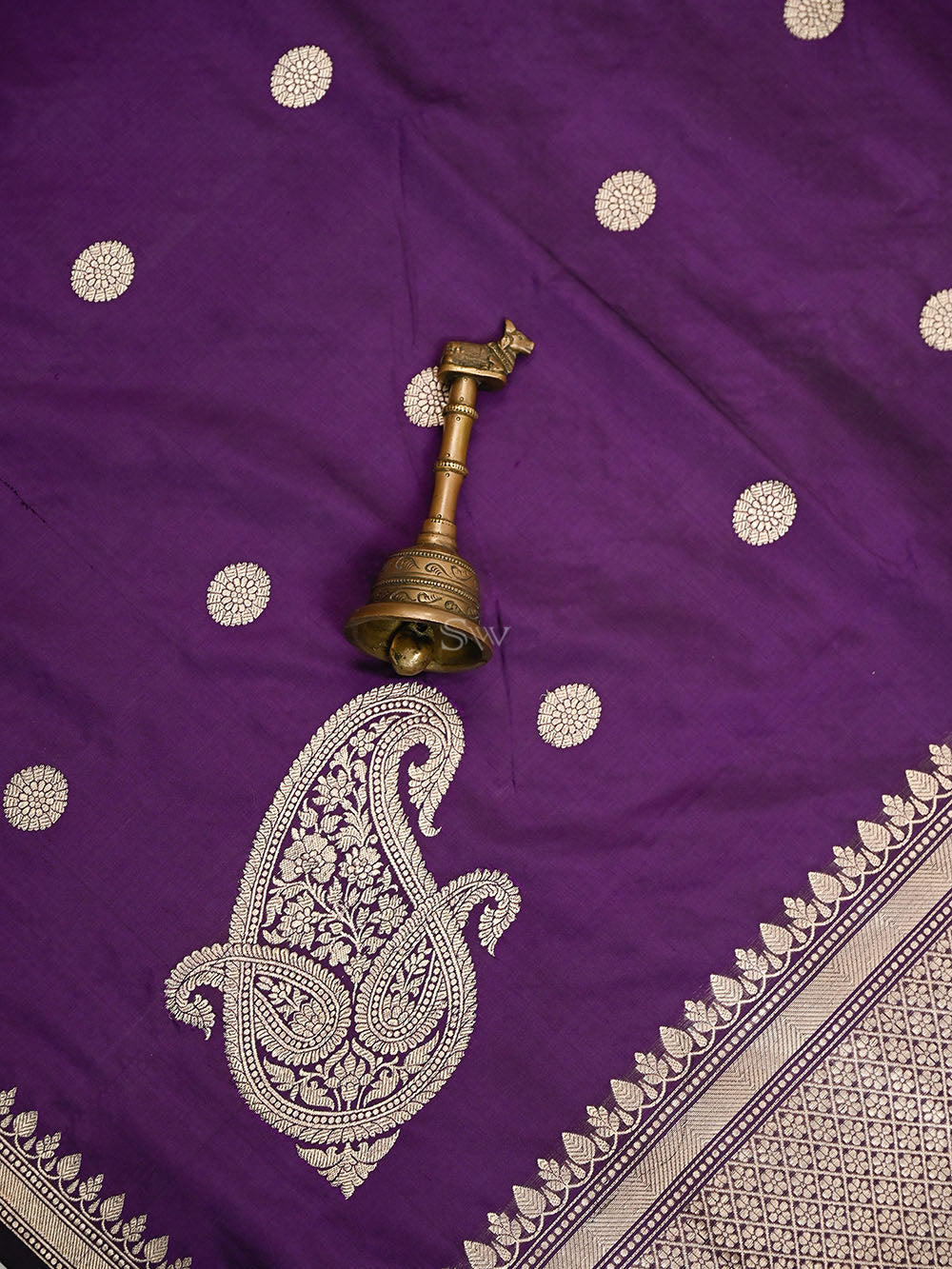 Dark Purple Konia Katan Silk Handloom Banarasi Saree - Sacred Weaves