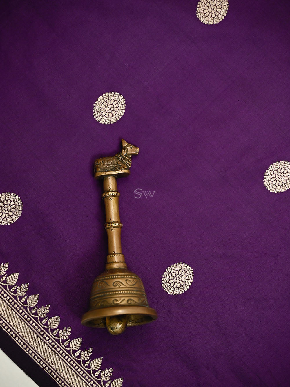 Dark Purple Konia Katan Silk Handloom Banarasi Saree - Sacred Weaves