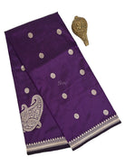 Dark Purple Konia Katan Silk Handloom Banarasi Saree - Sacred Weaves