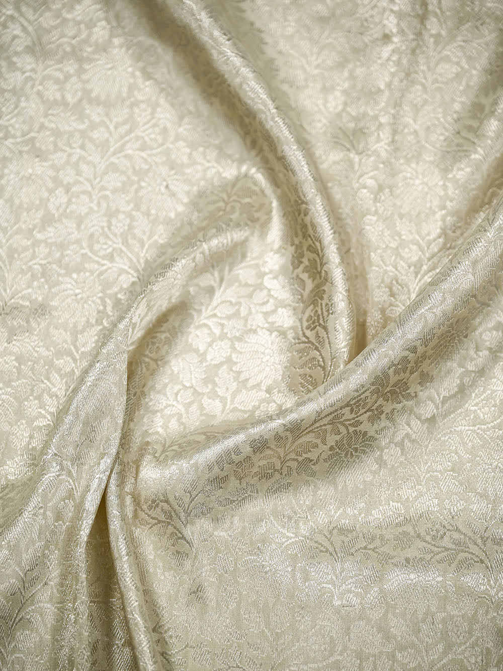 Cream Silk Brocade Handloom Banarasi Saree - Sacred Weaves