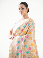 Cream Rangkat Katan Silk Handloom Banarasi Saree - Sacred Weaves