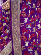 Purple Shikargah Meenakari Katan Silk Handloom Banarasi Saree - Sacred Weaves