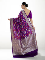 Purple Shikargah Meenakari Katan Silk Handloom Banarasi Saree - Sacred Weaves