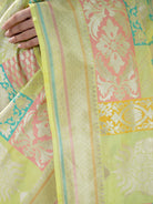 Lime Yellow Rangkat Katan Silk Handloom Banarasi Saree - Sacred Weaves