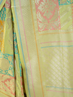 Lime Yellow Rangkat Katan Silk Handloom Banarasi Saree - Sacred Weaves