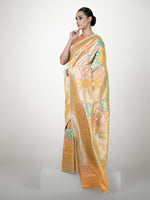Peach Rangkat Katan Silk Handloom Banarasi Saree - Sacred Weaves
