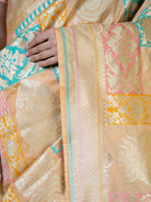 Peach Rangkat Katan Silk Handloom Banarasi Saree - Sacred Weaves