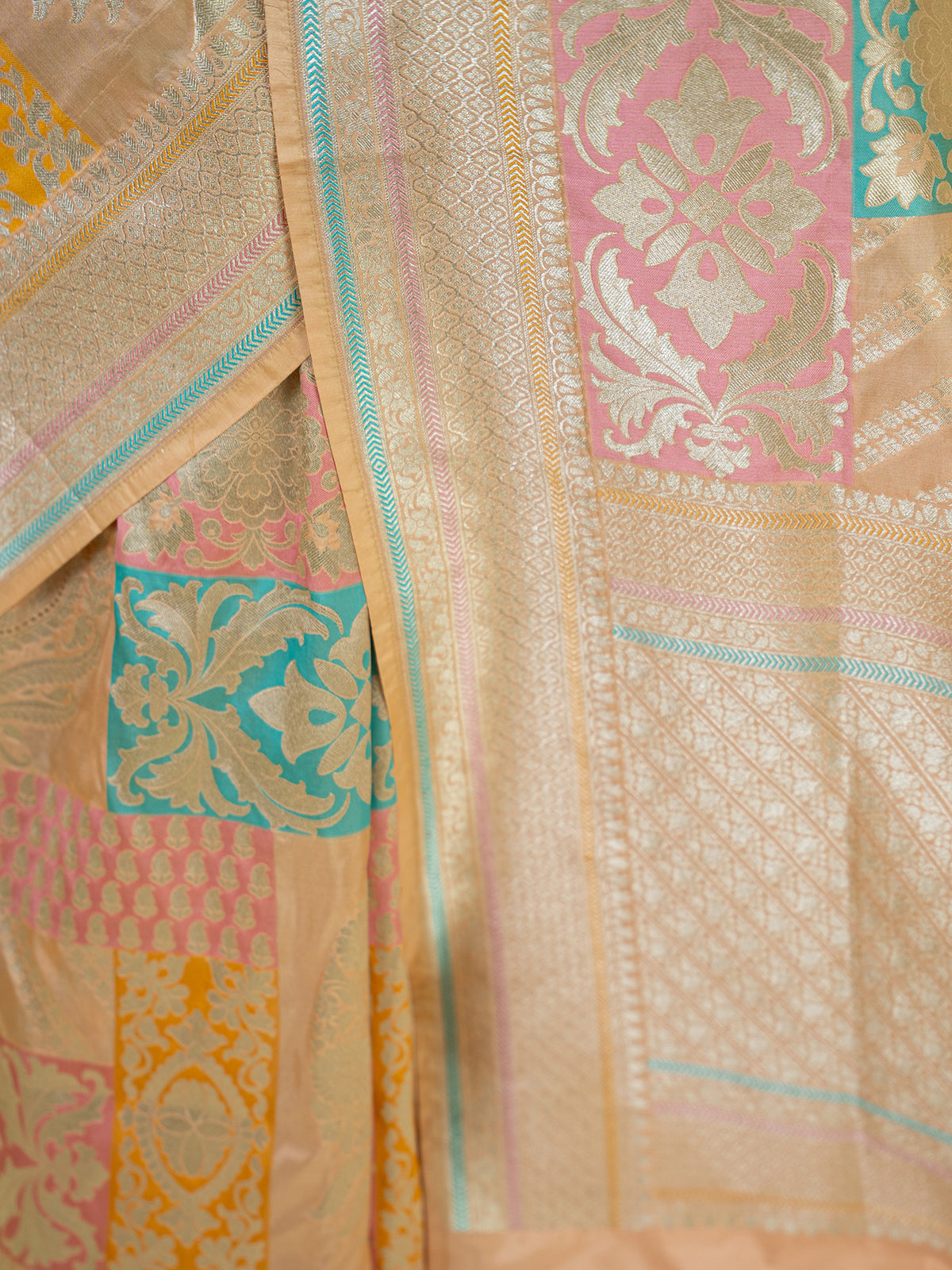 Peach Rangkat Katan Silk Handloom Banarasi Saree - Sacred Weaves