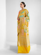 Yellow Rangkat Katan Silk Handloom Banarasi Saree - Sacred Weaves