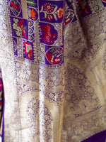 Purple Meenakari Katan Silk Handloom Banarasi Saree - Sacred Weaves