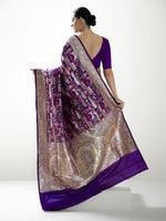 Purple Meenakari Katan Silk Handloom Banarasi Saree - Sacred Weaves