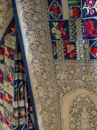 Navy Blue Meenakari Katan Silk Handloom Banarasi Saree - Sacred Weaves