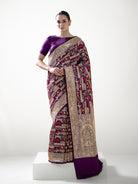 Dark Purple Meenakari Katan Silk Handloom Banarasi Saree - Sacred Weaves