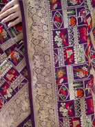 Dark Purple Meenakari Katan Silk Handloom Banarasi Saree - Sacred Weaves