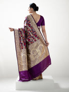 Dark Purple Meenakari Katan Silk Handloom Banarasi Saree - Sacred Weaves