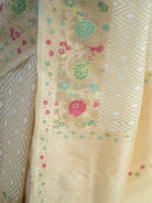 Cream Jaal Organza Handloom Banarasi Saree - Sacred Weaves