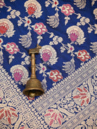 Blue Meenakari Jaal Uppada Katan Silk Handloom Banarasi Saree - Sacred Weaves