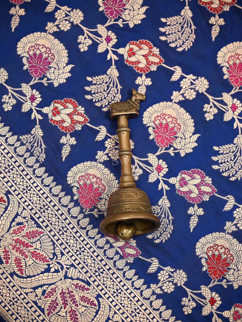 Blue Meenakari Jaal Uppada Katan Silk Handloom Banarasi Saree - Sacred Weaves