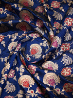 Blue Meenakari Jaal Uppada Katan Silk Handloom Banarasi Saree - Sacred Weaves