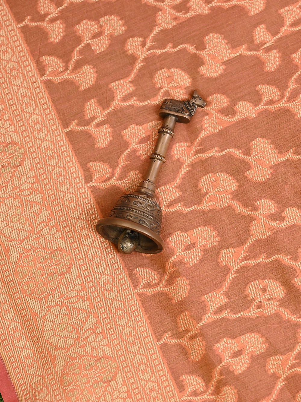 Pastel Orange Jaal Cotton Silk Handloom Banarasi Saree - Sacred Weaves